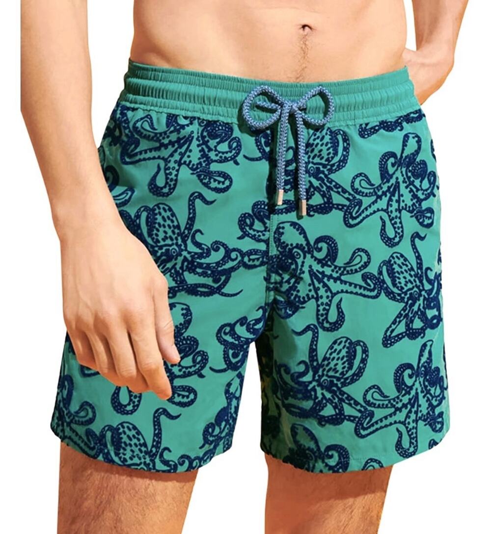 Vilebrequin Swim Shorts Trunks Mens Size XL Emerald Green Octopus Flock 6”